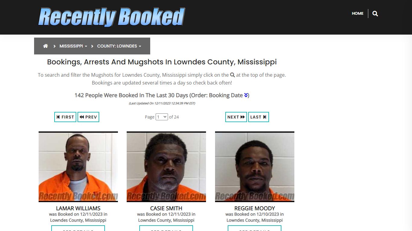 Bookings, Arrests and Mugshots in Lowndes County, Mississippi